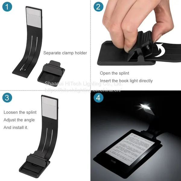 Portable Rechargeable LED Reading Book Light With Detachable Flexible Clip Table Lamp For Kindle/eBook Readers E-read Book Light photo-3