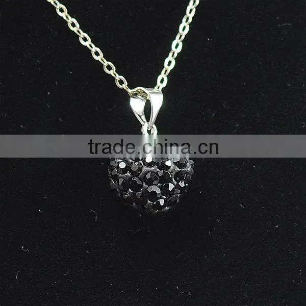 Low Price Shamballa Necklace Wholesale Heart Shape New Arrival Crystal Clay Shamballa With Silver Chains Necklace photo-3