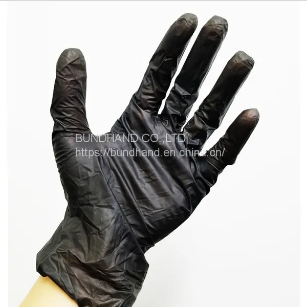 China Medical Stretch Powder Free Black Vinyl Gloves