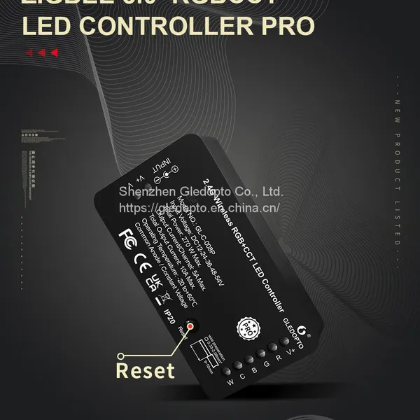 Gledopto New RGB+CCT LED Strip Controller/Receiver Light Dimmer and RGB+CCT Colors Adjustment