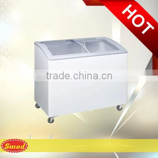 Curved Glass Door Showcase Chest Freezer for Ice Cream photo-2