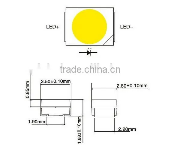 520nm - 530nm Green Color SMD 3528 Epistar Led Chip photo-4