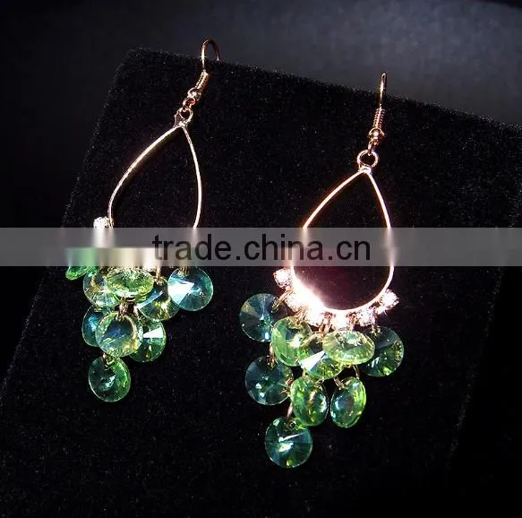 China Wholesale Fashion Jewelry Light Green Beads Tassel Drop Earrings photo-6