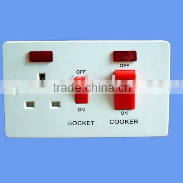 45A Cooker Switch +13A Switched Socket With Neon Cooker Unit Socket in Kitchen photo-2