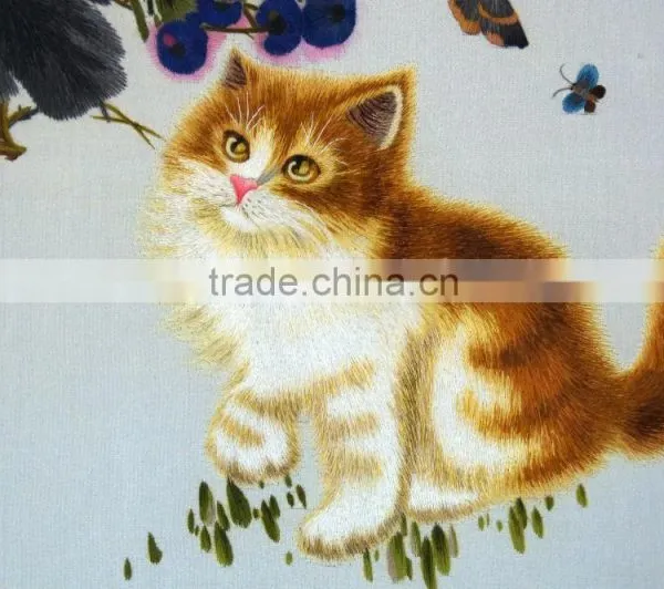 Silk Cat Embroidery Art Work photo-2