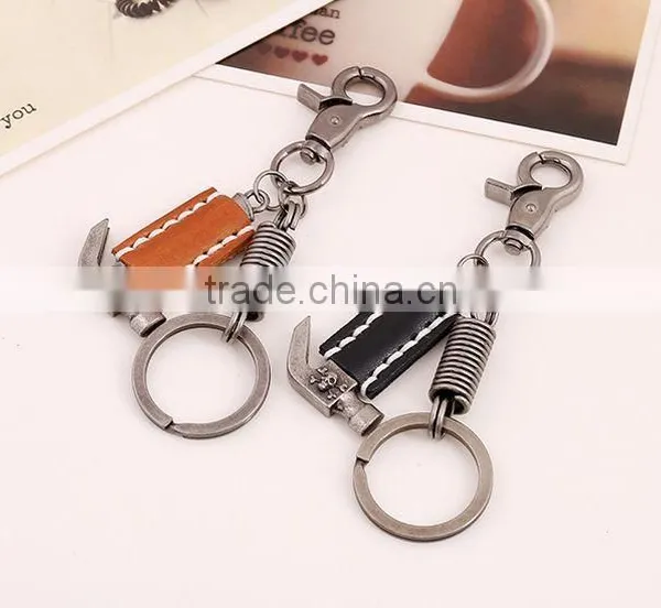2015 Hot Sale Leather Keychain With Pendant Hammer and Big Ring photo-5