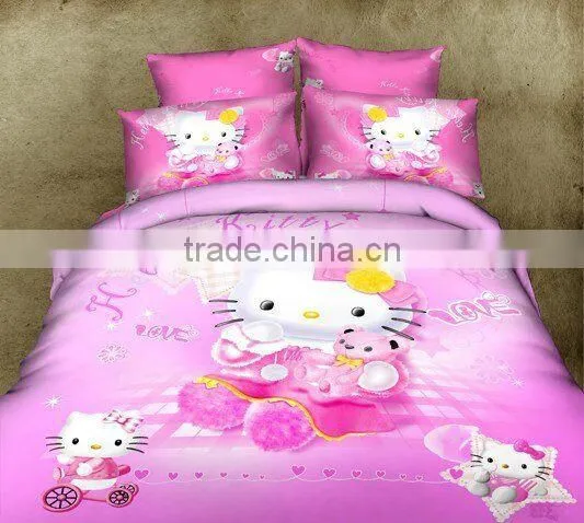 High Quality 100% Cotton Reactive Printed Hello Kitty Bedding Sets for Children photo-4