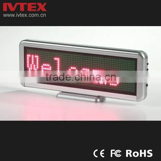 Digital Red Rechargeable Battery Backup Mini LED Sign / LED name badge / mini name badge