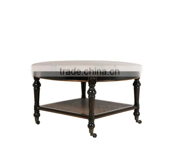 French Style Wooden Round Side Coffee Table photo-3