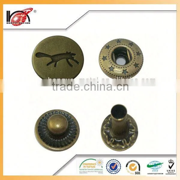 15Mm Dull Silver Metal Eco Friendly Four Parts Press Snap Button For Garment photo-3