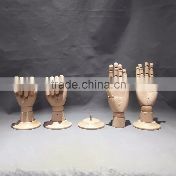 25cm Height Female Right Wooden Hand Beech Wood With Round Wooden Base photo-5