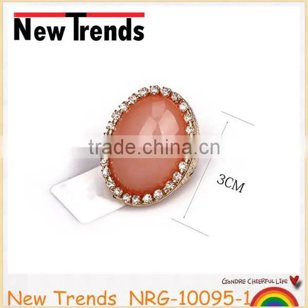 2014 pink large stone rings settings with rhinestone