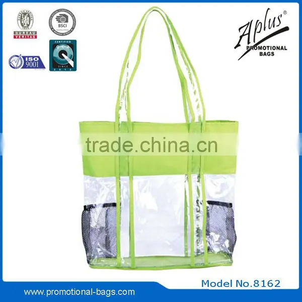 Clear PVC Custom Tote Bag With Two Side Mesh Pockets photo-2