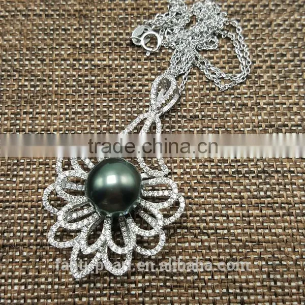 Wholesale S925 Silver Seawater Tahitian Pearl Pendant Necklace Jewelry photo-2