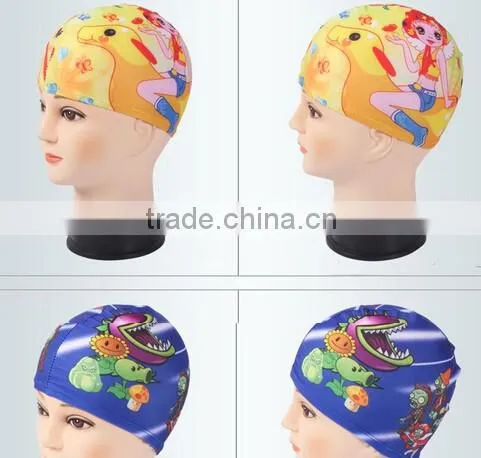 2016 New Design High Quality Cute Cartoon Printing Children Waterproof Swimming Hat photo-3