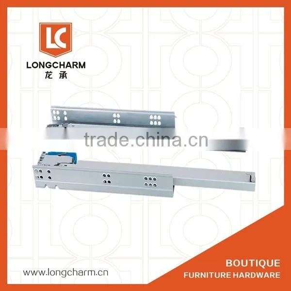 3-sections Push&soft Close Drawer Slide Rail Base Mount Drawer Slides With Iron Handles photo-2