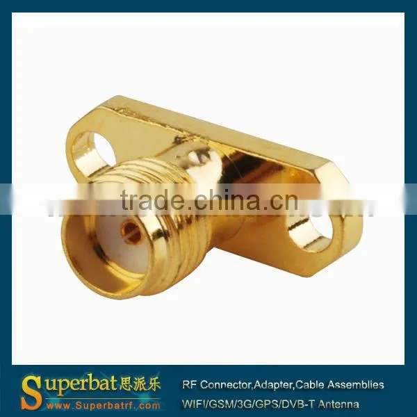SMA 2 Hole Panel Mount Jack With Long Dielectric and Solder Post Connector Plug
