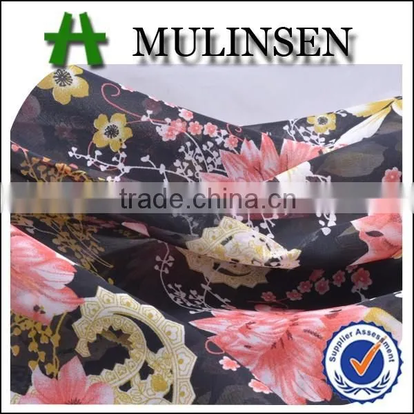 Shaoxing Textile Woven 100D*100D Floral Printed Fabric, Lady Garment Fabric