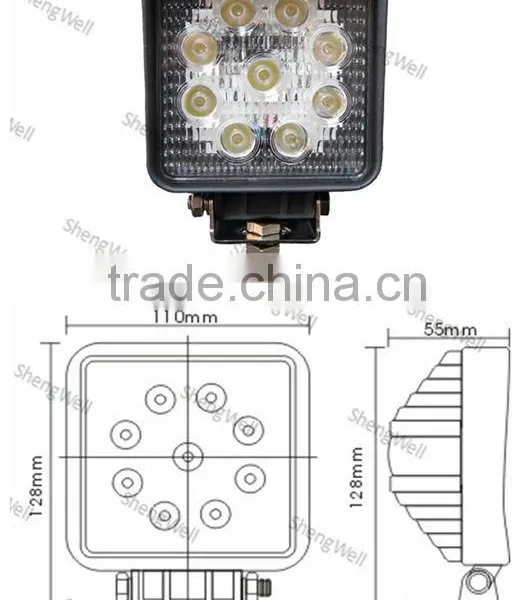 4" 27W 9--32V Square LED Work Light Epistar Led Work Lamp Flood/Spot Beam IP67 Marine Led Work Lights