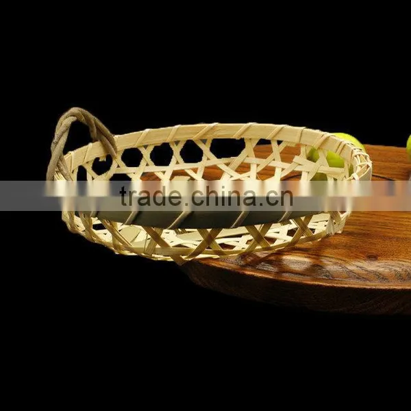 Green Bamboo Chip Woven Sieve Basket photo-2