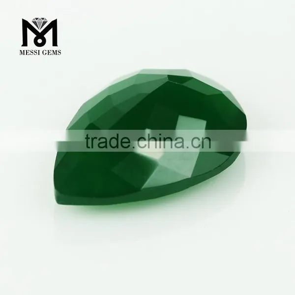 Loose Pear Machine Cut Natural Deep Green Agate Gemstone Price photo-4