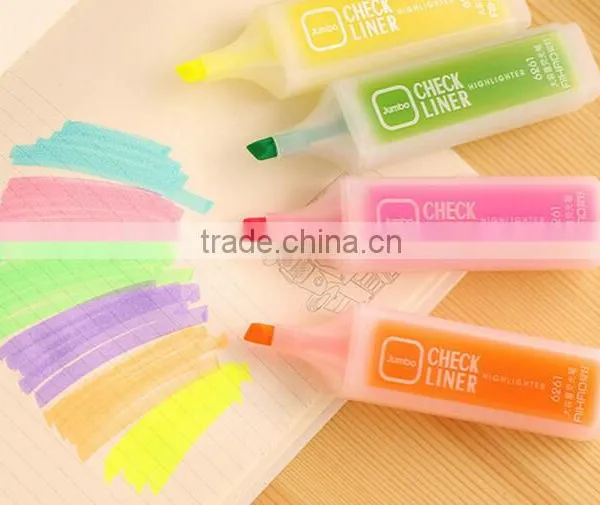 Best Promotional Gift Creative Stationery Novelty Rectangle Highlighter Water Color Marker Pen Jumbo Check Liner Nite Writer Pen
