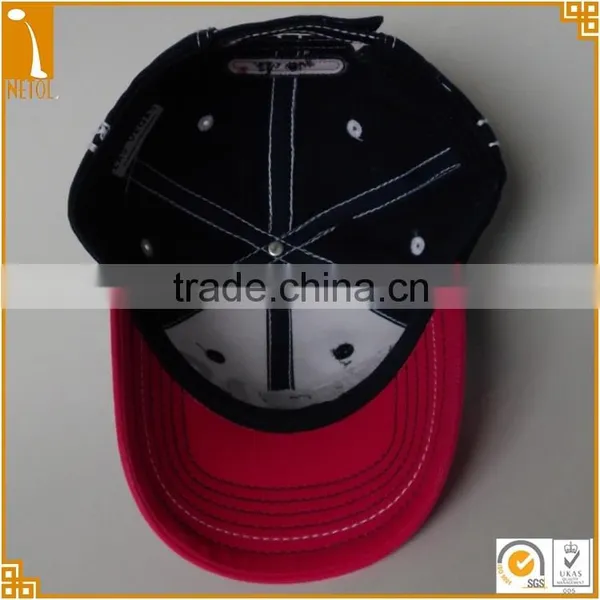 Adult Age Group 6 Panels Structured Applique Embroidery Washed Adjustable Caps photo-4