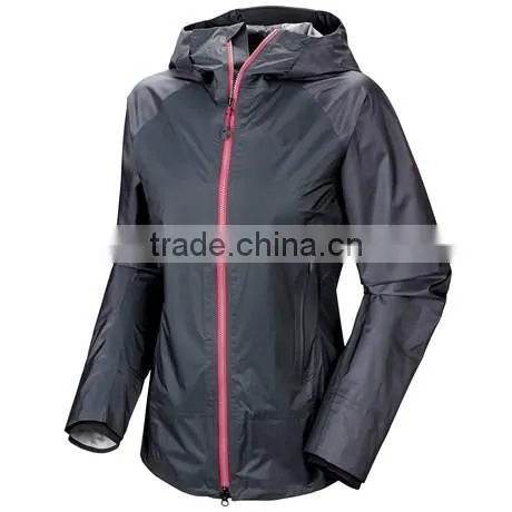 Ladies Custom Brand Printed Logo Waterproof and Windproof Rain Jacket