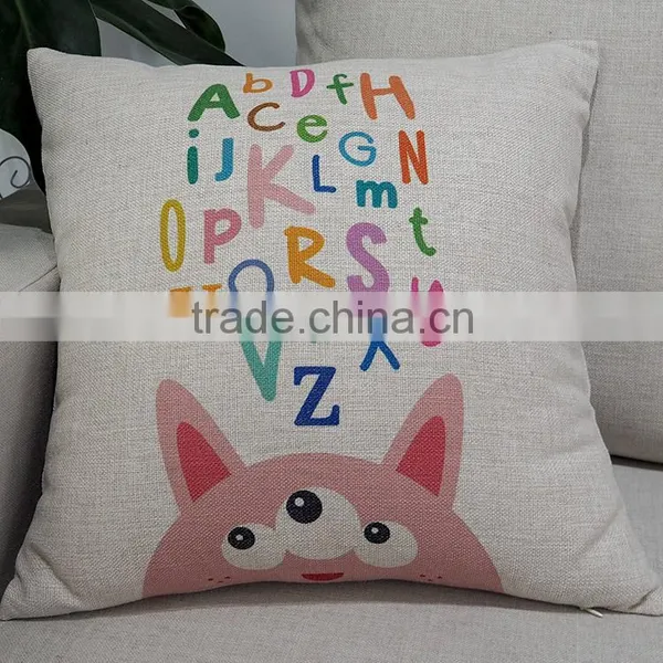 Custom Cartoon Design Printed Cushion Cover 18inch Square Linen/cotton Pillow Case photo-6