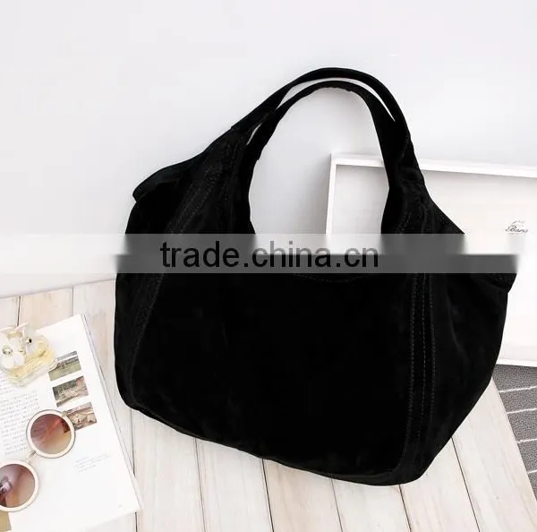 Black Fleece Tote Bag Big Polyester Shopping Bag photo-3