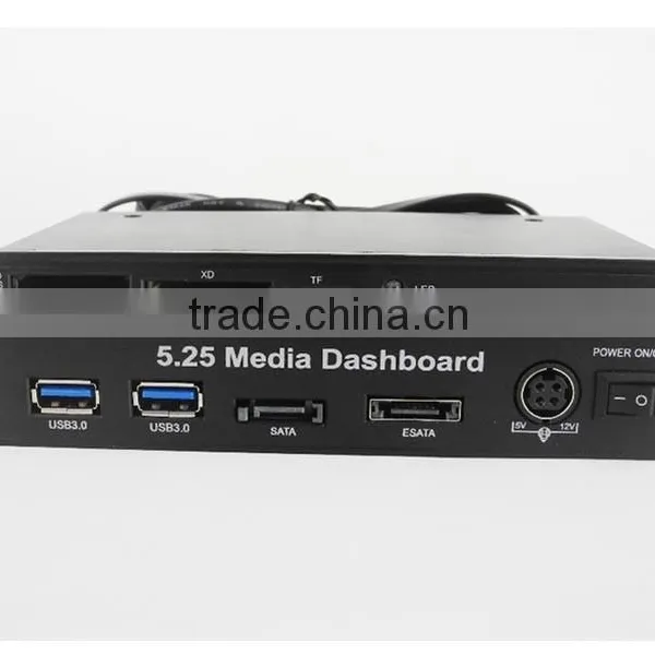 Black 5.25" Media Dashboard Front Panel PCI-E to USB 3.0 ESATA SATA Card Reader photo-2