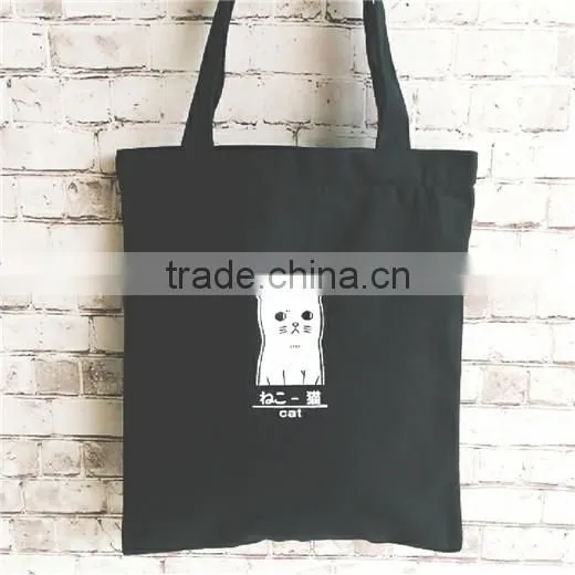 Cute Cat Portable Canvas Bag,Simple Black and White Canvas Bag photo-3