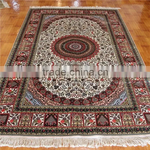 5x8ft Pink Color Silk Carpet Nain Design Handmade Rag Rugs