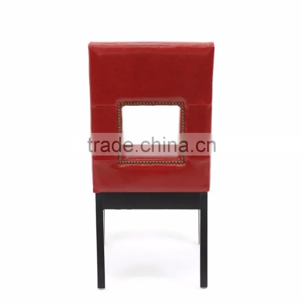 New Design Faux Office Work Oak High Back Wooden Chair With Leather Red Bar Seat photo-4