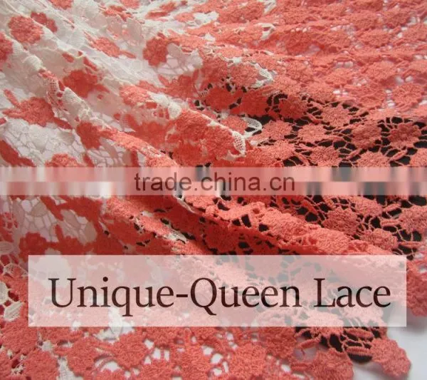 2016 New Arrival Guipure Lace Fabric/ Fushia Color Lace Fabric/african Fushia Guipure Lace Fabric/Cord Lace photo-6
