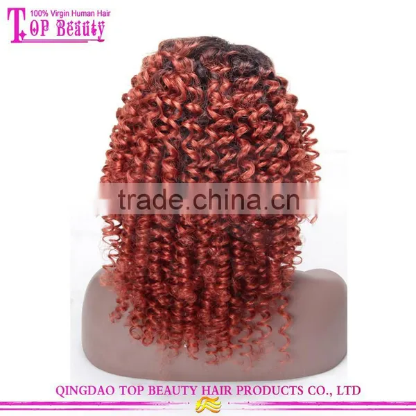 Qingdao Top Beauty Unprocessed Wholesale Virgin Malaysian Hair Afro Kinky Curly Two Tone Color Wig photo-4