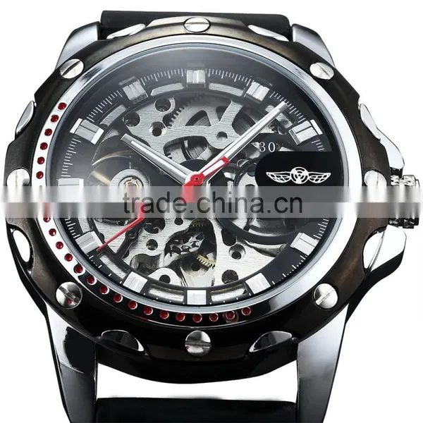 Men's Stylish Silicone Skeleton Analog Auto Mechanical Sport Watch photo-4