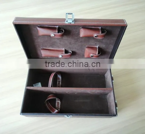 Chinese Factories Wholesale Custom High-grade PU Leather 2 Bottles of Red Wine Box, Black Gift Box photo-2