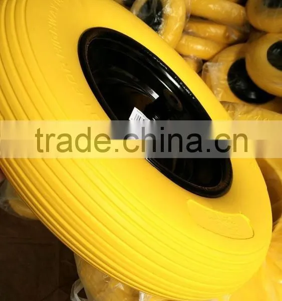 Manufacturer Supply PU Foam Wheel For Wheelbarrow/4.00-8 Flat Free Wheel Uesd for Trolley/hand Truck