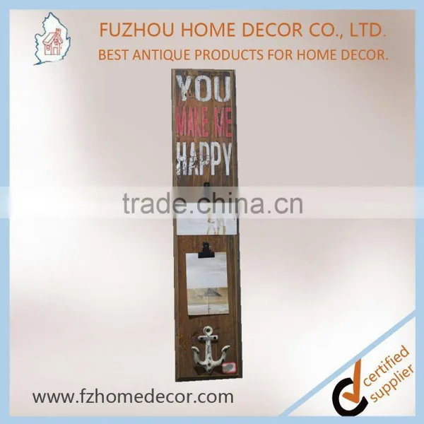 High Quality Vintage Wood Painting Plaque With Metal Clips and Hooks photo-3