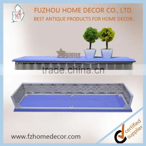 2017 Hot Sell Hollow Out Metal Wall Shelf With Wooden Board for Wall Decoration photo-3
