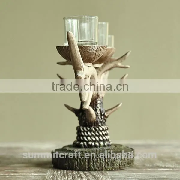 Home Goods Antiques Resin Deer Antler Old Fashioned Candle Holder photo-3