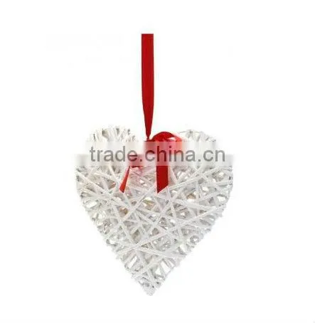 Handmade Large White Woven Wicker Heart for Home Decoration photo-5