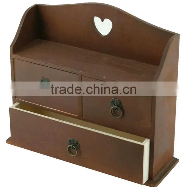 Cholcate Color Decorative Jewelry Box Wood With Drawers photo-2