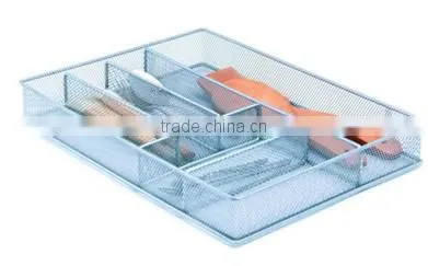 Silver Household 6 Compartments Metal Mesh Kitchen Cutlery Tray photo-2