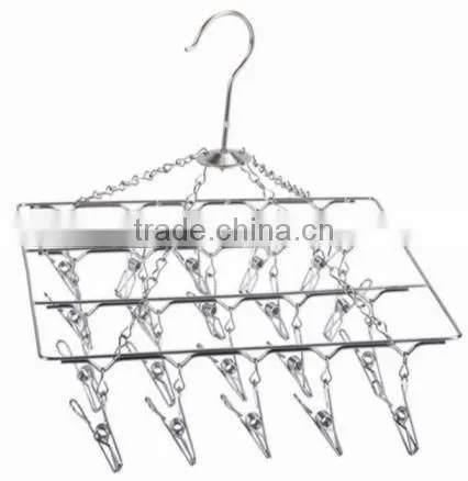 Stainless Steel Clothes Hanger With 20 Clips photo-2