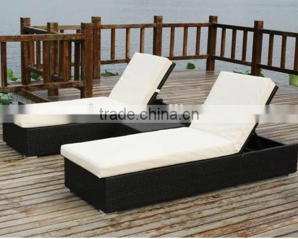 Outdoor Wicker Modern Rattan Lounge Bed, Wicker Lounge, Sun Lounge, Beach Bed. photo-3
