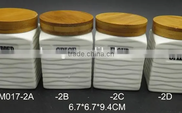 Coffee Tea Sugar Ceramic Storage Jar With Bamboo Lid photo-6