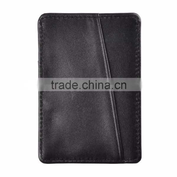 Slim Leather Front Pocket Wallet Credit Card Holder Case - Black photo-4