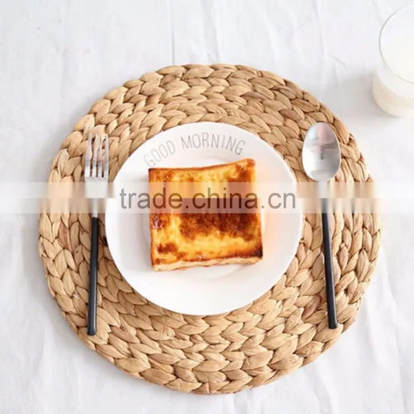 Round Natual Straw Weave Water Hyacinth Dinner Pad Mat Placemat Tablemat for Wedding photo-6
